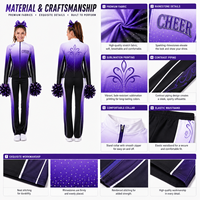 Conjunto de Calentamiento Deportivo Morado Ombre Personalizado, Traje Deportivo con Degradado Morado y Negro, Chaqueta con Cierre Completo y Cuello Alto, Pantalones Rectos, Traje de Entrenamiento