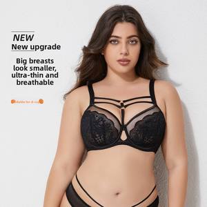 Soutien-gorge d'été grande taille respirant à motif floral gothique avec maintien pour <span class=keywords><strong>poitrine</strong></span> généreuse et dentelle ultra-fine pour femme - Product Image 1
