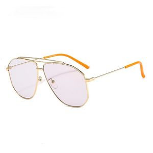 Gafas de sol poligonales cuadradas de aleación para hombre y mujer, lentes de sol de aviación de piloto a la moda, Retro, color rosa transparente, de gran tamaño, 2022 - Product Image 4