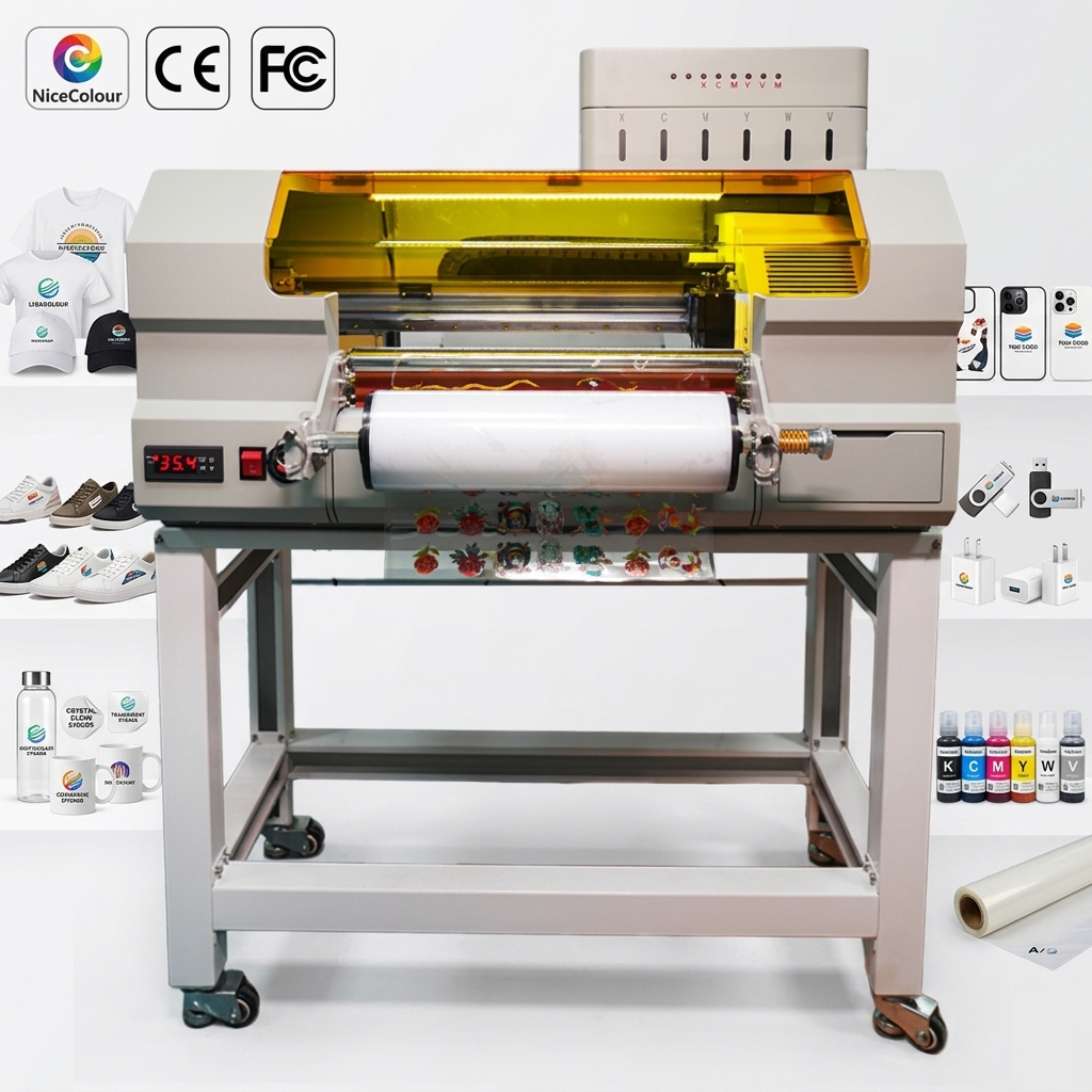 A3 30cm UV DTF Printer Imprimante ab Film DX7 Heads All in One Roll to Roll UV DTF Printer with Laminator Printing Machine