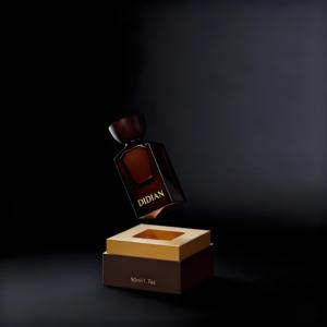 Flacon de parfum personnalisé sur mesure 50 ml, flacon de parfum vide en verre ambré carré de luxe avec bouchon à baïonnette, boîte personnalisée - Product Image 2