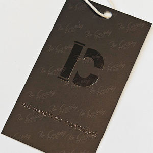 Customized Printed Name Logo UV Printing Glossy <b>Black</b> Paper Hang Tag <b>String</b> Low MOQ Eco Recyclable Clothing Shoes Swing Hang Tag - Product Image 2