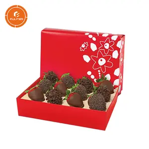 Caja de regalo de Chocolate, paquete de papel de comida, fresa, pizarra roja de lujo, personalizada, venta a granel