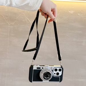 Correa de <span class=keywords><strong>cuerda</strong></span> de cuero con cadena ajustable para <span class=keywords><strong>iPhone</strong></span> 16 Pro Max 15 14 13 12 <span class=keywords><strong>11</strong></span> fundas de teléfono con patrón de cámara para niñas - Product Image 6