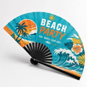 Abanico Promocional de Bambú Pintado a Mano con Diseño Personalizado Colorido, Regalo de Verano para Eventos del Club de Aficionados al Deporte - Product Image 2