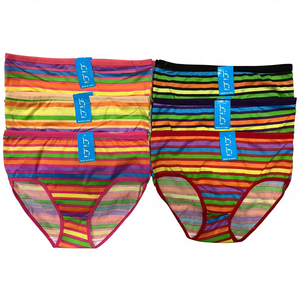 阿米斯537 #   透气牛奶丝内裤高腰高腰无缝环保环保彩色条纹薄款大码内衣 - Product Image 2