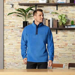 Sweat-shirt en polaire pour homme, col zippé, coupe classique, manches longues, coton et polyester, vêtements décontractés pour l'extérieur - Product Image 3