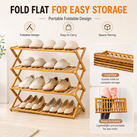 Support de rangement pliant multifonctionnel, étagère économique simple pour la maison, étagère pour chaussures en bambou