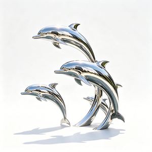 Sculpture de dauphin en acier inoxydable à facettes miroir, idéale pour les entrées de places urbaines, d'hôtels et la décoration paysagère des zoos, personnalisable - Product Image 6