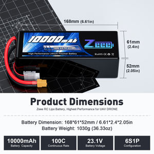 Zeee FPV 6S 리포 배터리 HV <span class=keywords><strong>10000mah</strong></span> 23.1V 100C 10/12/15 인치 FPV 리포 배터리 드론 배터리 - Product Image 2