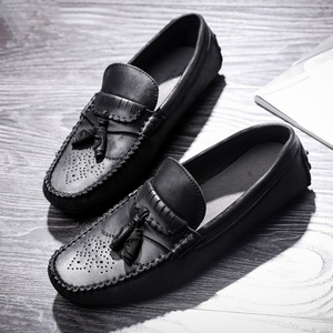 Summer Autumn 2025 New Style <b>Waterproof</b> Slip-On Leather Men's <b>Shoes</b>-Office & Career English Style Satin Fringe Casual Round-Toe - Product Image 1