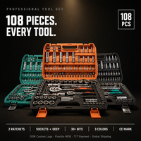 Kit combiné de 108 pièces, ensemble d'outils sans fil, autres outils à main, boîte à outils, ensembles d'outils