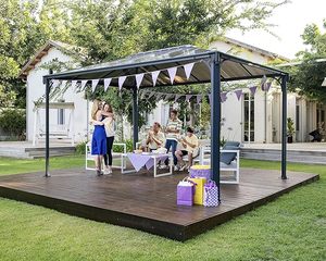 Pérgola de Aluminio para Exteriores, Gazebo con Techo de Policarbonato Impermeable, Protección UV, Canaletas para Lluvia, para Patio, Jardín, Terraza - Product Image 1