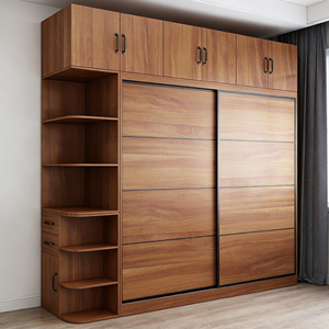 BALOM Customized Modern <b>Sliding</b> <b>Door</b> <b>Wardrobe</b>, Solid Wood Bedroom Furniture with Hanging Rods Zoned Storage Ardrobe - Product Image 4