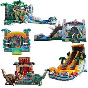 Toboggan aquatique gonflable extérieur pour enfants, maison de rebond de dinosaure, château gonflable avec piscine - Product Image 2