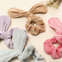 Bandeau en flanelle réutilisable antidérapant pour femmes, motif lapin mignon, pour le lavage du visage, le maquillage, la douche, le SPA et le yoga