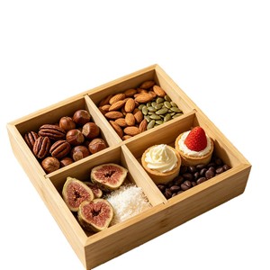 Wooden dried fruit plate, fruit <b>snack</b> plate, living room dessert <b>tray</b>, compartmentalized plate, candy, nut, and melon seed - Product Image 4