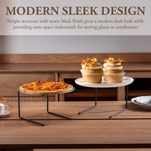Kim Loại Màu Đen Bánh Pizza Bảng Đứng Bàn Bánh Pizza Pan Riser Thực Phẩm Platter Khay Và Hiển Thị Giá Bộ 4 - Product Image 4