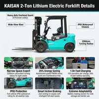 Chariot élévateur à fourche KAISAN de haute qualité, à économie d'énergie, avec transmission automatique en option, mini chariot élévateur à fourche de 2 tonnes, électrique ou diesel
