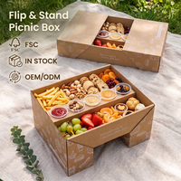 Boîte alimentaire convertible en papier kraft recyclable pour pique-nique, fête, traiteur, plateau de service – Vente en gros