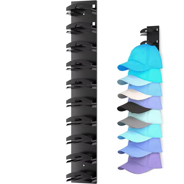 Space Saving Accessories 10Grids Wall Mounted Cap Rack Hat Holder Baseball Cap Towel Rack Holder Closet Hanger Storage Organizer