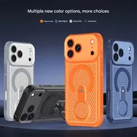 Coque de téléphone magnétique à anneau rotatif 360° avec dissipation thermique en maille, compatible avec iPhone 17 16 15 14 13 12 Pro Max Air Plus