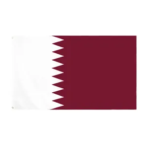 Huiyi Waterproof Custom Printing Flags 3X5 Double Sided Promotional Flags Custom 3X5 Qatar