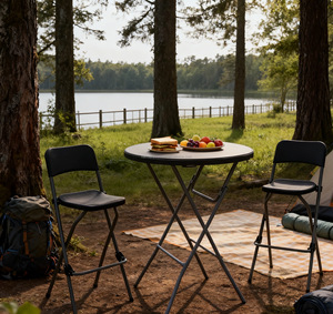 Thương mại đồ nội thất xách tay nhựa trắng ngoài trời Cắm Trại Dã Ngoại Gấp Vòng sự kiện đám cưới tiệc bar Cocktail bảng - Product Image 6