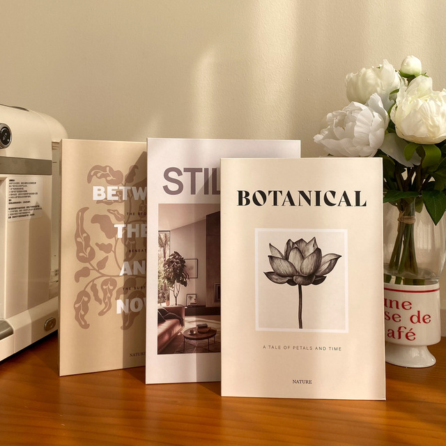 Faux Book Box Decorative Books Modern Linen Fake Decor for Coffee Table DIY Crafts Storage Home Bookshelf Cafe Hotel Decoration