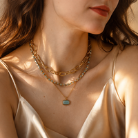 Collier Talisman Bohème en Acier Inoxydable avec Pendentif Photo, Bijou Bohème Tendance pour Femme