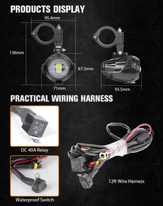 Fendinebbia per <span class=keywords><strong>BMW</strong></span> <span class=keywords><strong>K1600</strong></span> R1200GS coppia di LED ausiliario fendinebbia universale moto 12v per F800GS ADV lampada di guida - Product Image 3