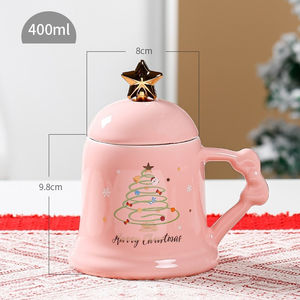Nuevas Tazas de Cerámica con Diseño de Árbol de Navidad, Regalos Navideños de Alta Gama con Cucharas Incluidas, Tazas, Tazas de Agua para Parejas de Oficina - Product Image 5