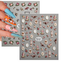 Autocollants pour ongles 5D en relief à fleurs, non toxiques, autocollants pour ongles imperméables, autocollants pour ongles pour les fêtes et le bricolage