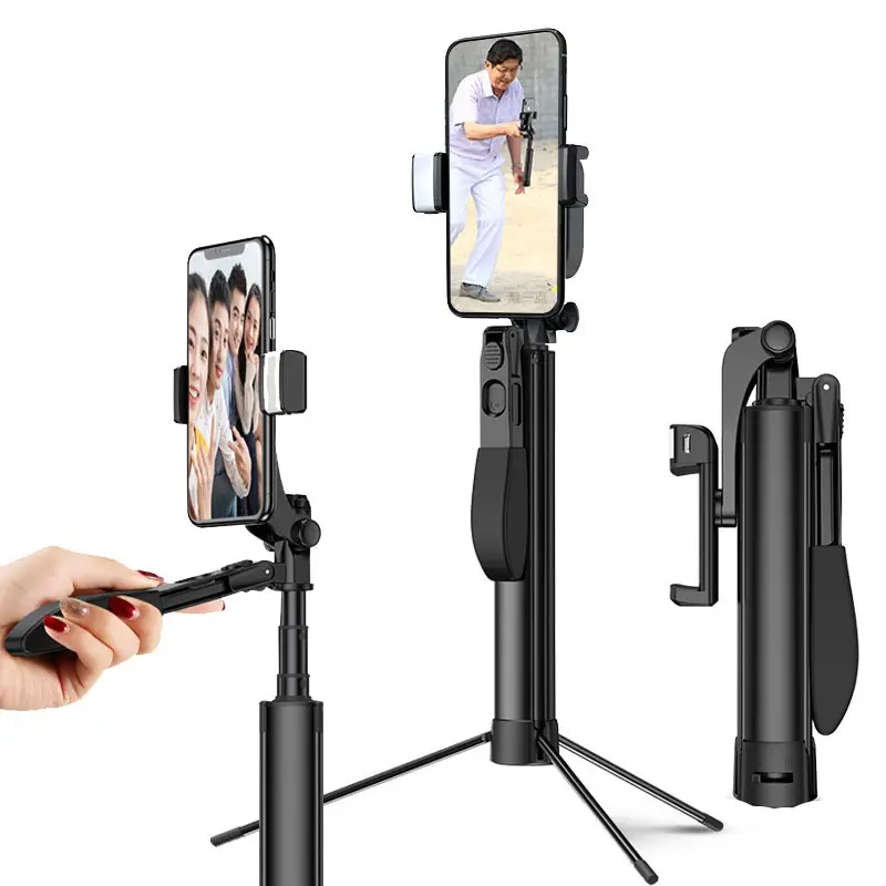 Estabilizador de mano para teléfono móvil, Balance de disparo de vídeo, palo de Selfie fijo, trípode, luz de relleno antivibración, palos de Selfie