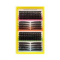 Cils individuels en grappe DIY thermofusibles, 16 rangées, couleur arc-en-ciel, bouclés style européen et américain, en fibre synthétique