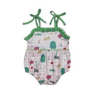 RTS Boutique Barboteuse à bulles pour bébés filles, motif Ball Game Go Team Golf, 95% Coton Spandex, Imprimée, Décontractée, Mignonne, pour nouveau-né et tout-petit, Vente en gros - Product Image 1