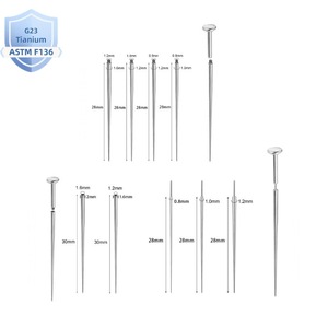 ASTM F136 14/16/18G دبوس الإدراج تفتق الأنف ثقب الأنف دفع في أقراط الجسم موضوع الأنف والأنف أداة الثقب - Product Image 2