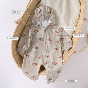 Autunno/inverno tuta <span class=keywords><strong>con</strong></span> cerniera neonato <span class=keywords><strong>con</strong></span> cappuccio felpa a maglia carina <span class=keywords><strong>con</strong></span> motivo animale per ragazzi e ragazze stile europa - Product Image 3