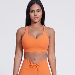 Reggiseno sportivo da donna per corsa e Fitness gilet nudo Cross-Back traspirante reggiseno sportivo Yoga con Logo anteriore bianco sportivo Top donna - Product Image 3