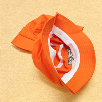 Topi Bucket Kasual Polos Berkualitas Tinggi Bordir Huruf Custom Hitam Oranye untuk Pria
