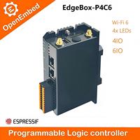 EdgeBox-P4C6 Micro PLC ESP32-P4 Contrôleur d'automatisation industrielle PLC Programmation 4G WiFi Ethernet 2 RS485 isolés 2 RJ45 4DI