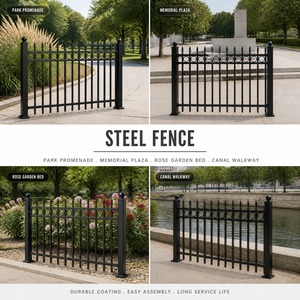 Recinzione in Acciaio con Doppio Anello e Punta a Lancia, Resistente alle Intemperie, per Giardini di Rose, Piazze Pubbliche e Aree Verdi Urbane - Product Image 3