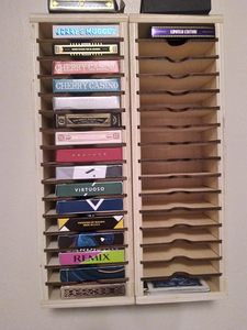 Bamboo Natural 16-Slot Cassette Tape <b>Storage</b> Case Organizer Rack Double Tier Home Use Audio <b>Accessory</b> Easy Assemble Laser Cut - Product Image 3