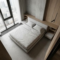 Lit italien minimaliste avec tête de lit réglable et design rembourré, livraison en une seule boîte et gain de place, garantie de 5 ans
