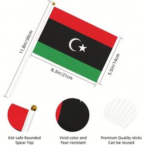 ธงลิเบียขนาดเล็ก 5.5x8.2 นิ้ว ทำจากโพลีเอสเตอร์ สำหรับตกแต่ง พร้อมเสา PVC ขายส่ง - Product Image 4