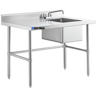 Huiqiybao — Table de travail commerciale en acier inoxydable, banc de restauration avec évier, support de cuisine