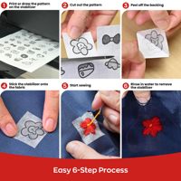 4 feuilles de motifs de broderie hydrosolubles et de broderie florale pour la couture à la main et à la machine, légères pour les fournitures