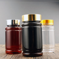 Botol Obat Cair 300 mL PET Bentuk Bambu Mulut Lebar Tutup Plastik Matte Finish untuk Teh Herbal & Tablet Vitamin C Kalsium