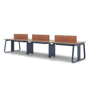 Poste de travail modulaire moderne personnalisé avec cloison ouverte, en bois durable, pour 6 personnes - Product Image 1