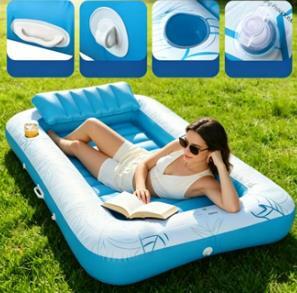 Cama Flotante Inflable Doble para Verano, Piscina y Playa, Silla Flotante Gruesa para Exteriores - Product Image 1